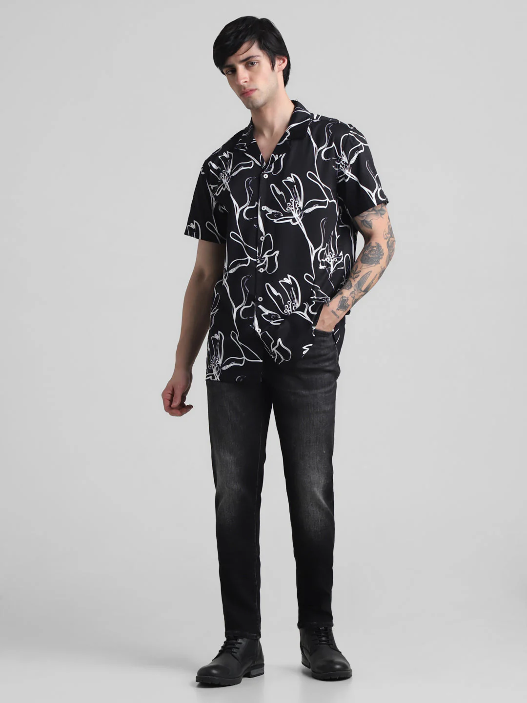 Black Floral Printed Shirt - Image 6