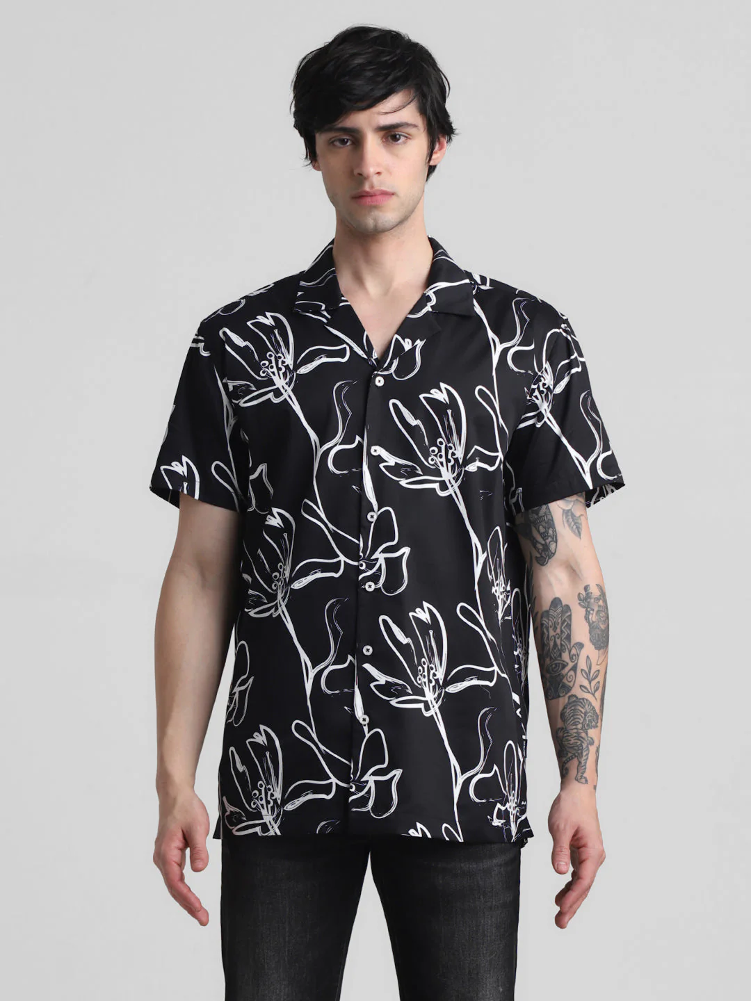 Black Floral Printed Shirt - Image 8