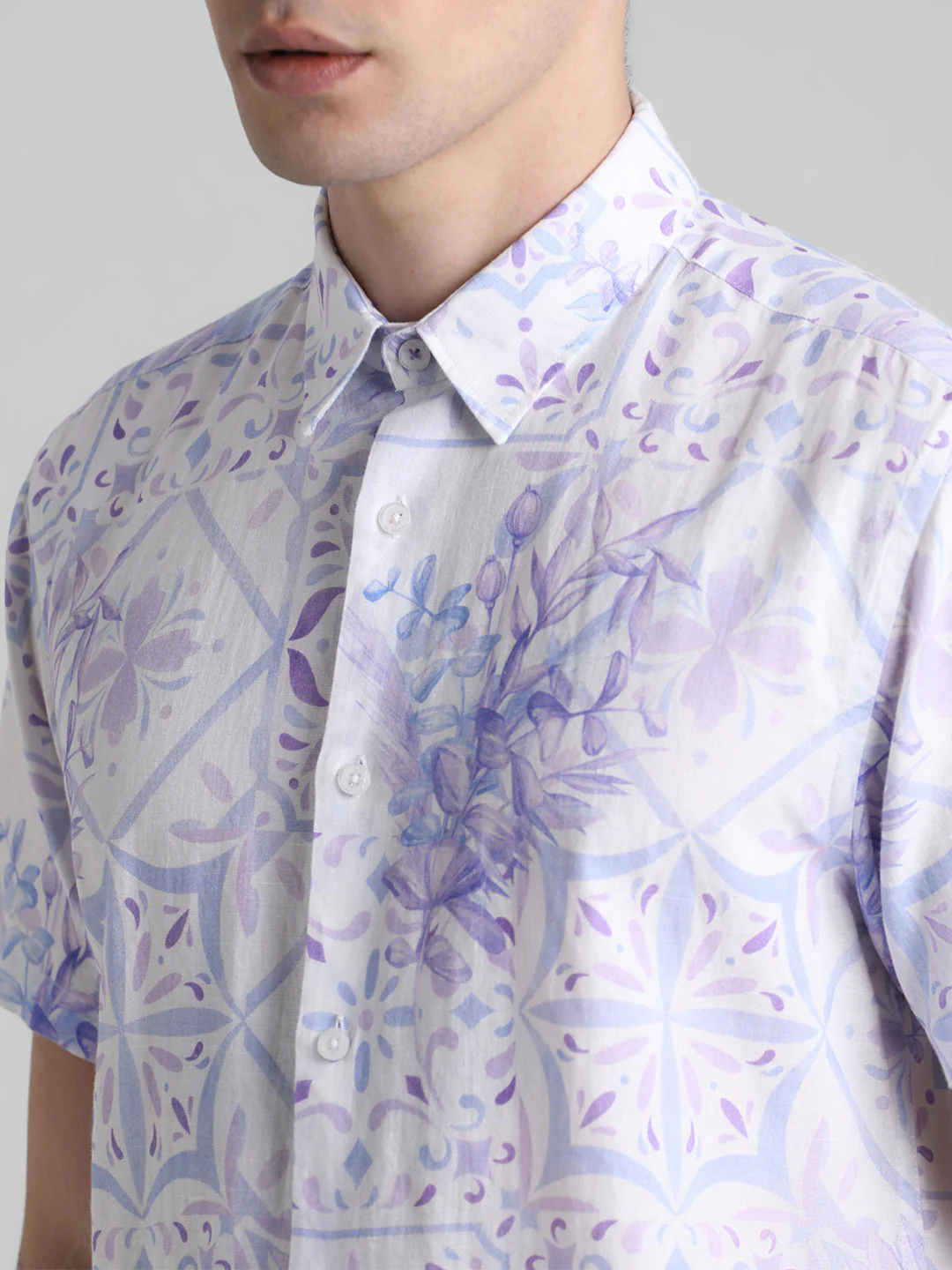 Cotton Linen Blend Printed Shirt - Image 5