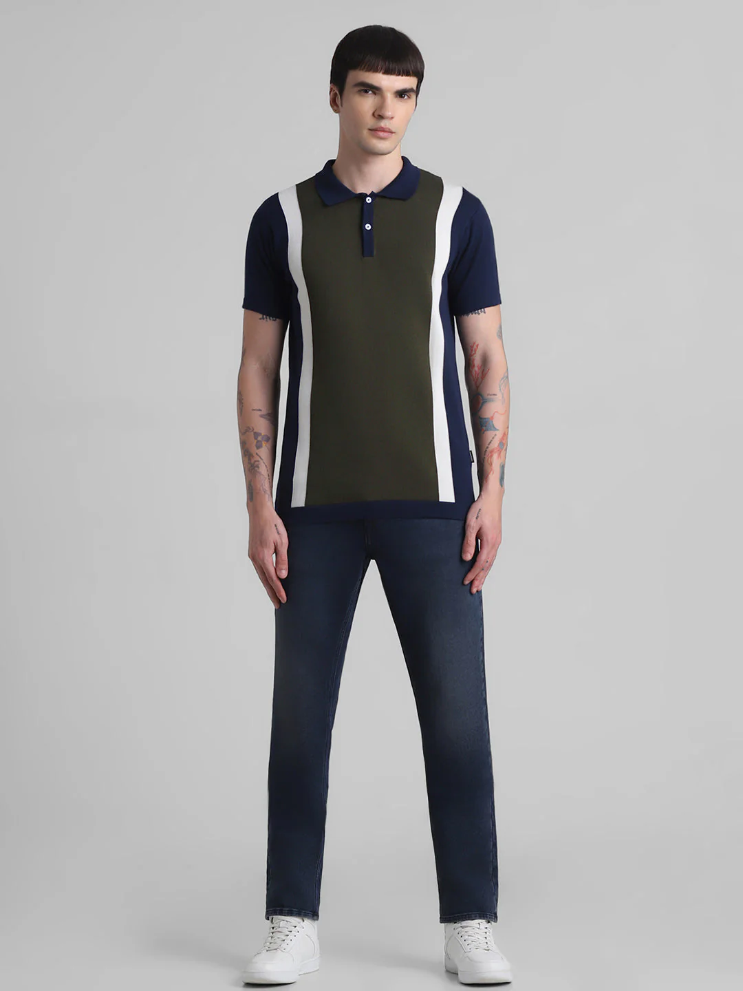 Green Colourblocked Knit Polo - Image 6