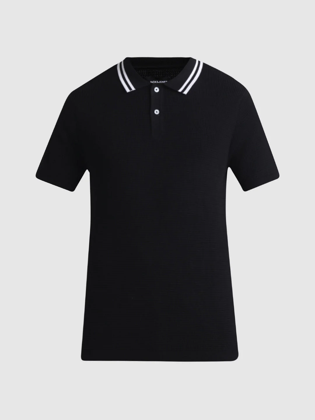 Black Contrast Tipping Knit Polo - Image 7