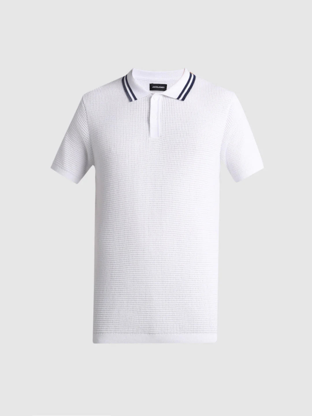 White Contrast Tipping Knit Polo - Image 7