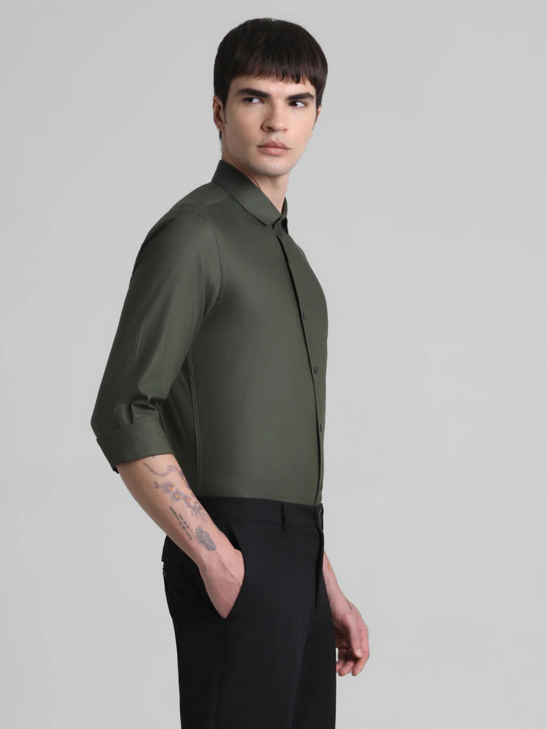 Olive Full Sleeves Shirt - Image 3