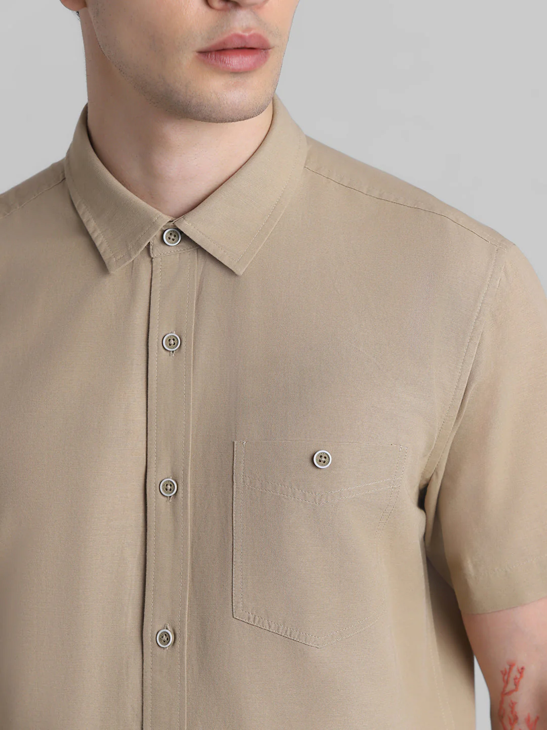 Beige Short Sleeve Shirt - Image 5