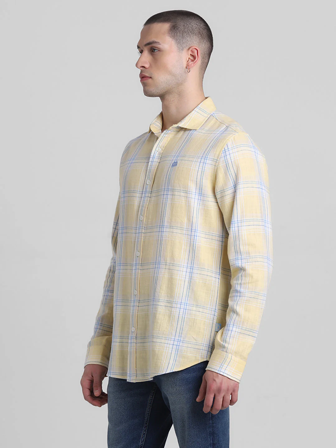 Yellow Check Cotton Shirt - Image 3