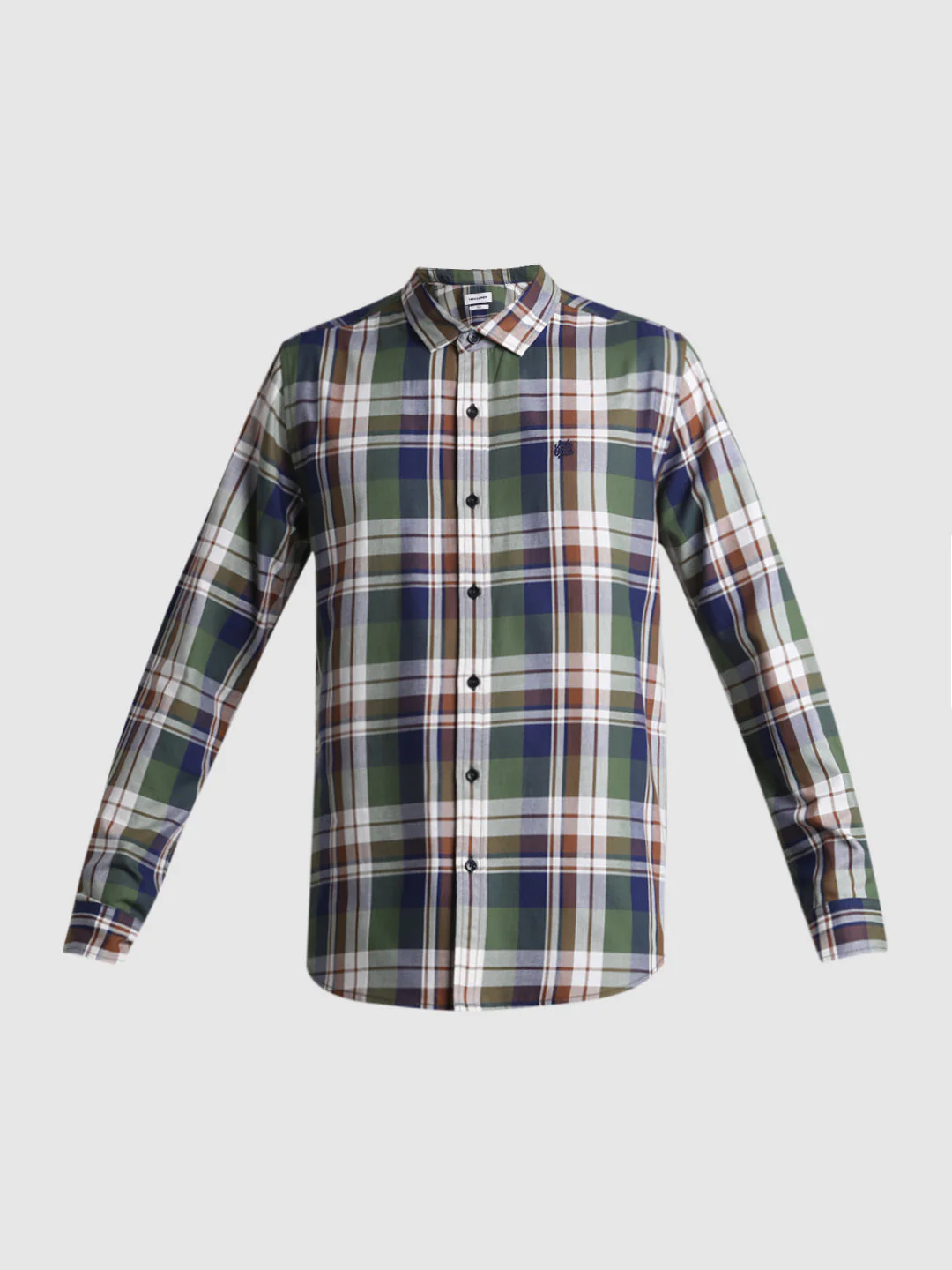 Olive Green Check Cotton Shirt - Image 7