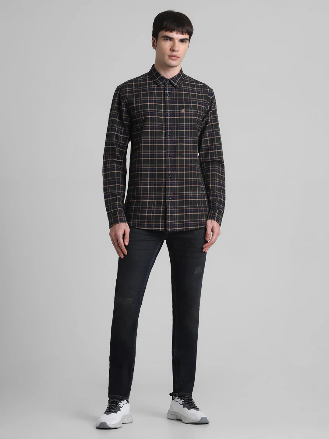 Dark Green Check Cotton Shirt - Image 6