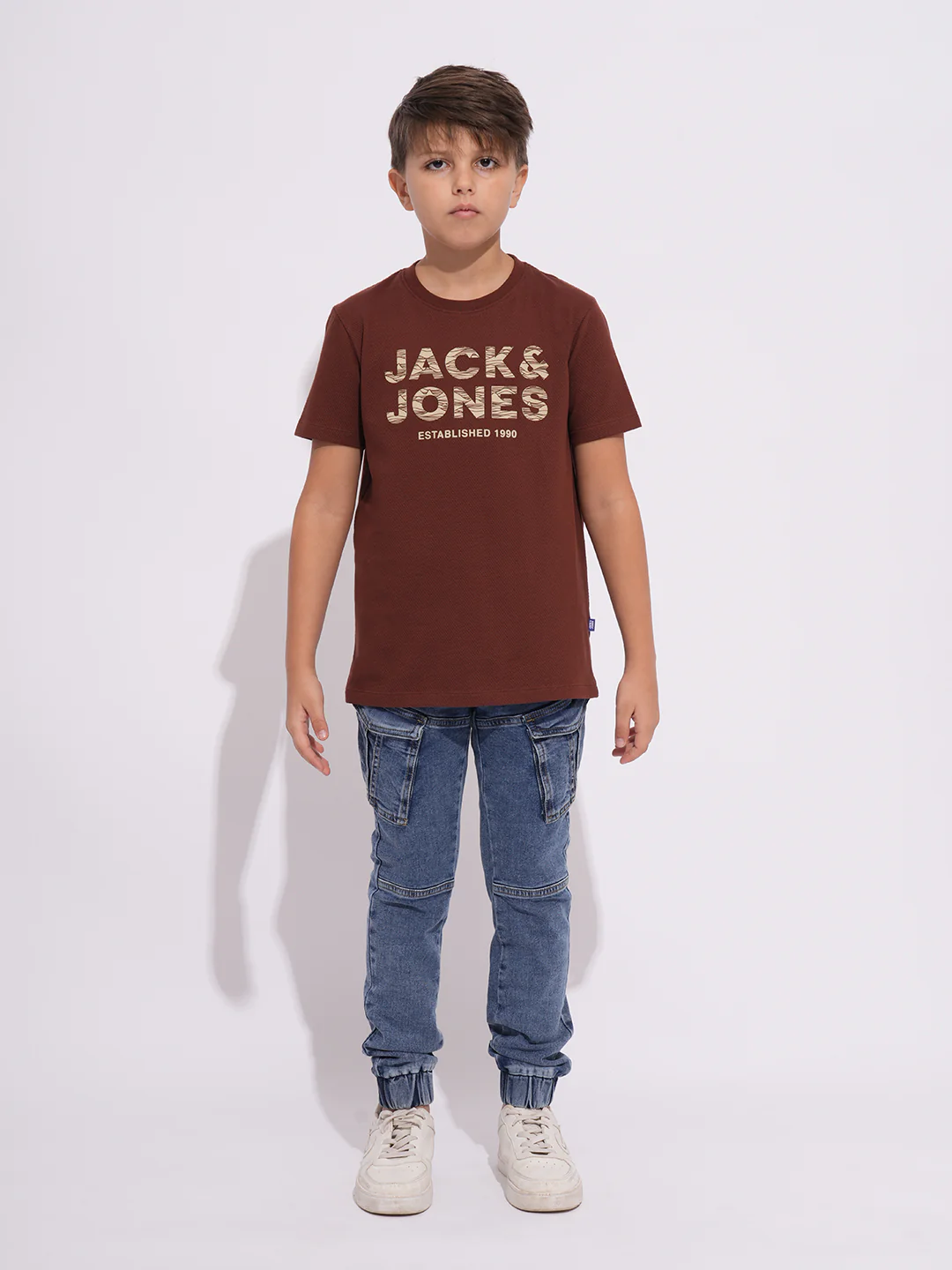 Boys Light Blue Washed Denim Cargo Joggers With Drawstring Waist - Image 5