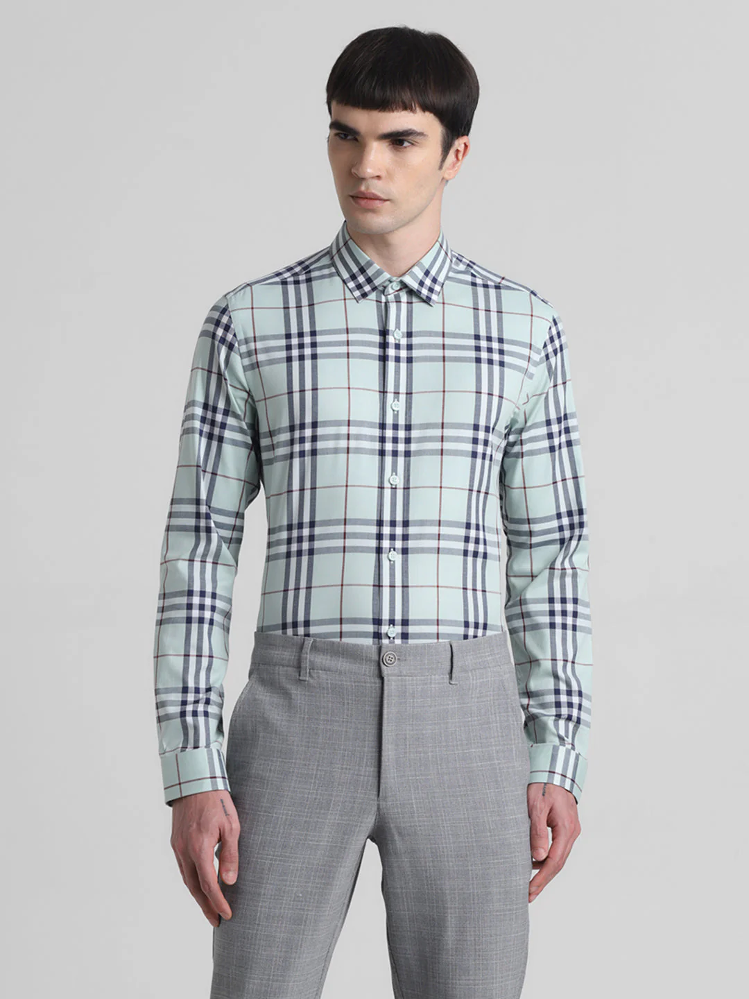 Light Green Check Cotton Shirt - Image 2