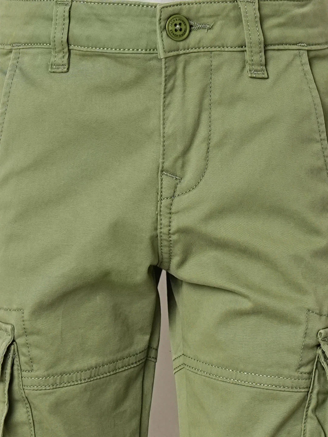 Dark Green Mid Rise Cotton Pants - Image 6