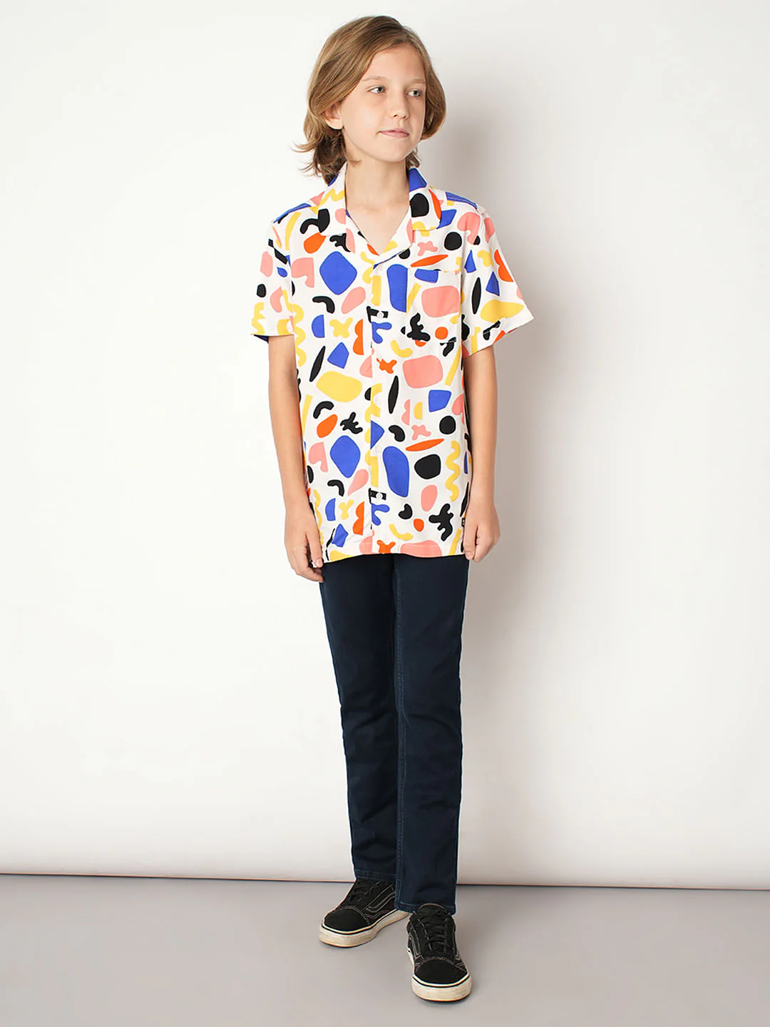 Boys White Printed Short Sleeves Shirt - Image 5