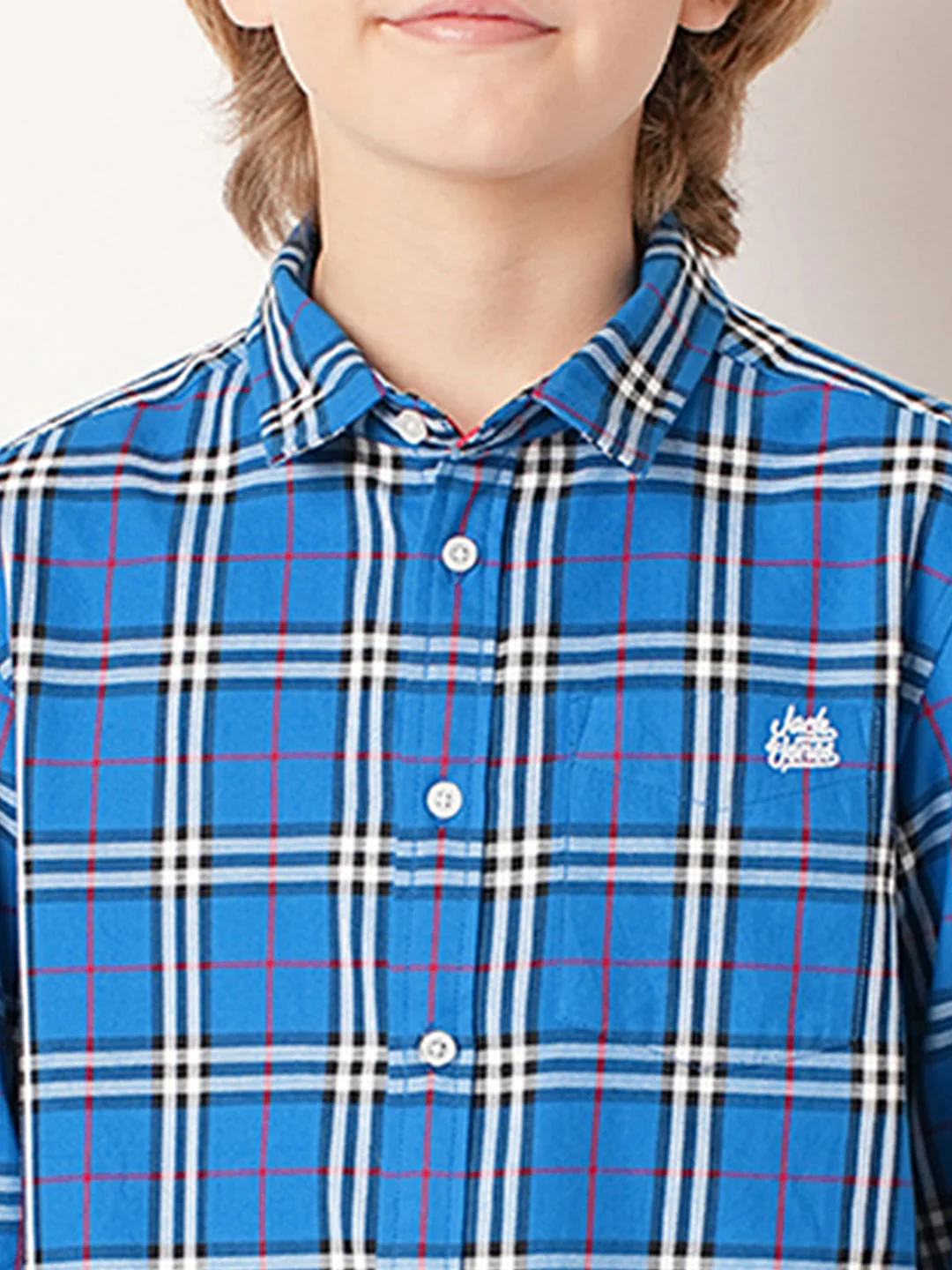 Boys Blue Check Full Sleeves Shirt - Image 6