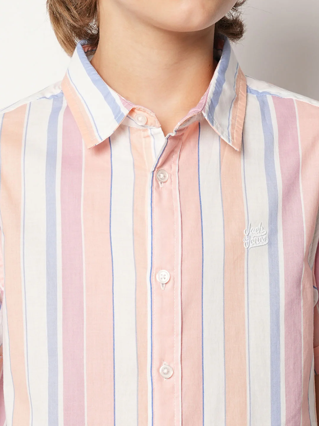 Boys Pink Striped Short Sleeves Shirt - Image 6