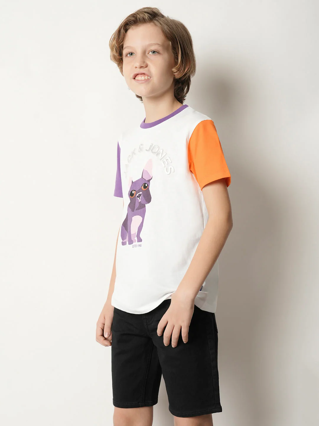Boys White Colourblocked Crew Neck T-shirt - Image 3