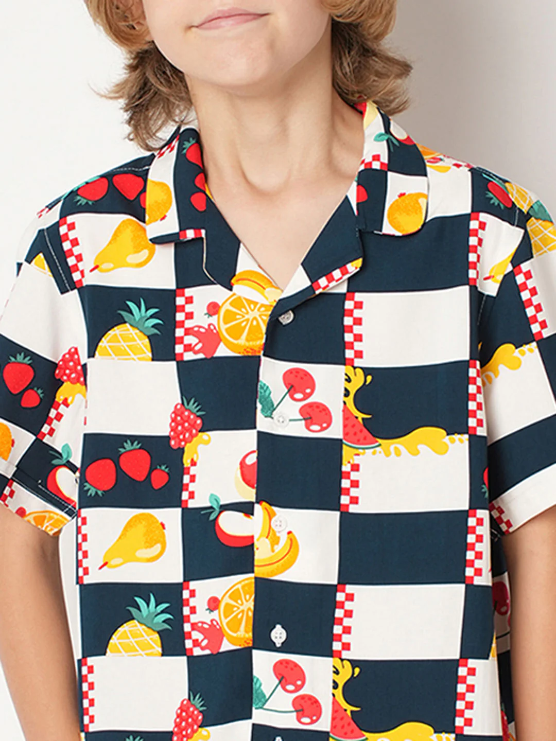 Boys Blue Check Co-ord Set Shirt - Image 6