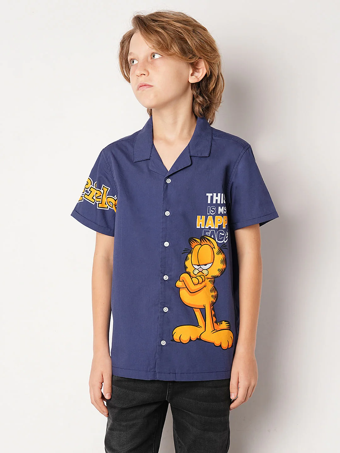 GARFIELD Blue Graphic Print Short Sleeves Shirt - Image 2