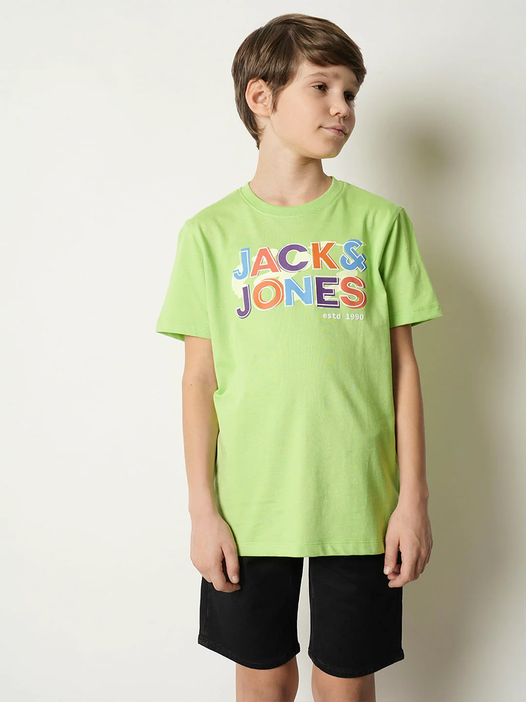 Boys Green Logo Print Crew Neck T-shirt - Image 2