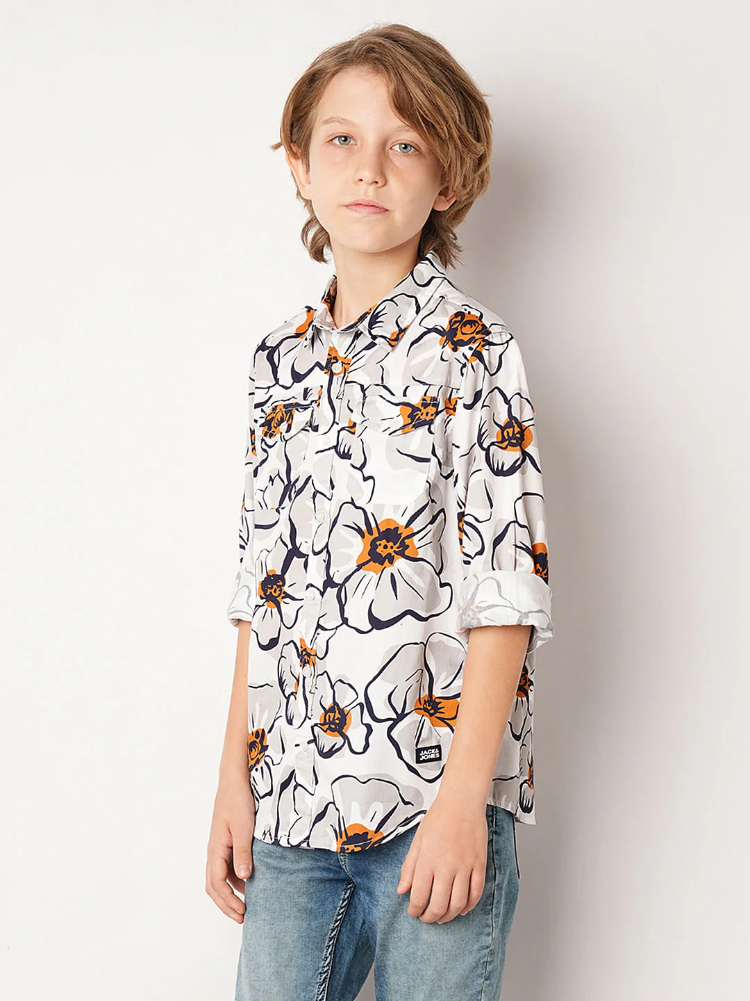 White Floral Print Shirt - Image 3