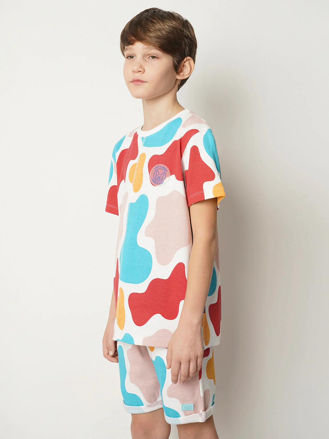 Boys White Colourblocked Co-ord Set T-shirt - Image 3