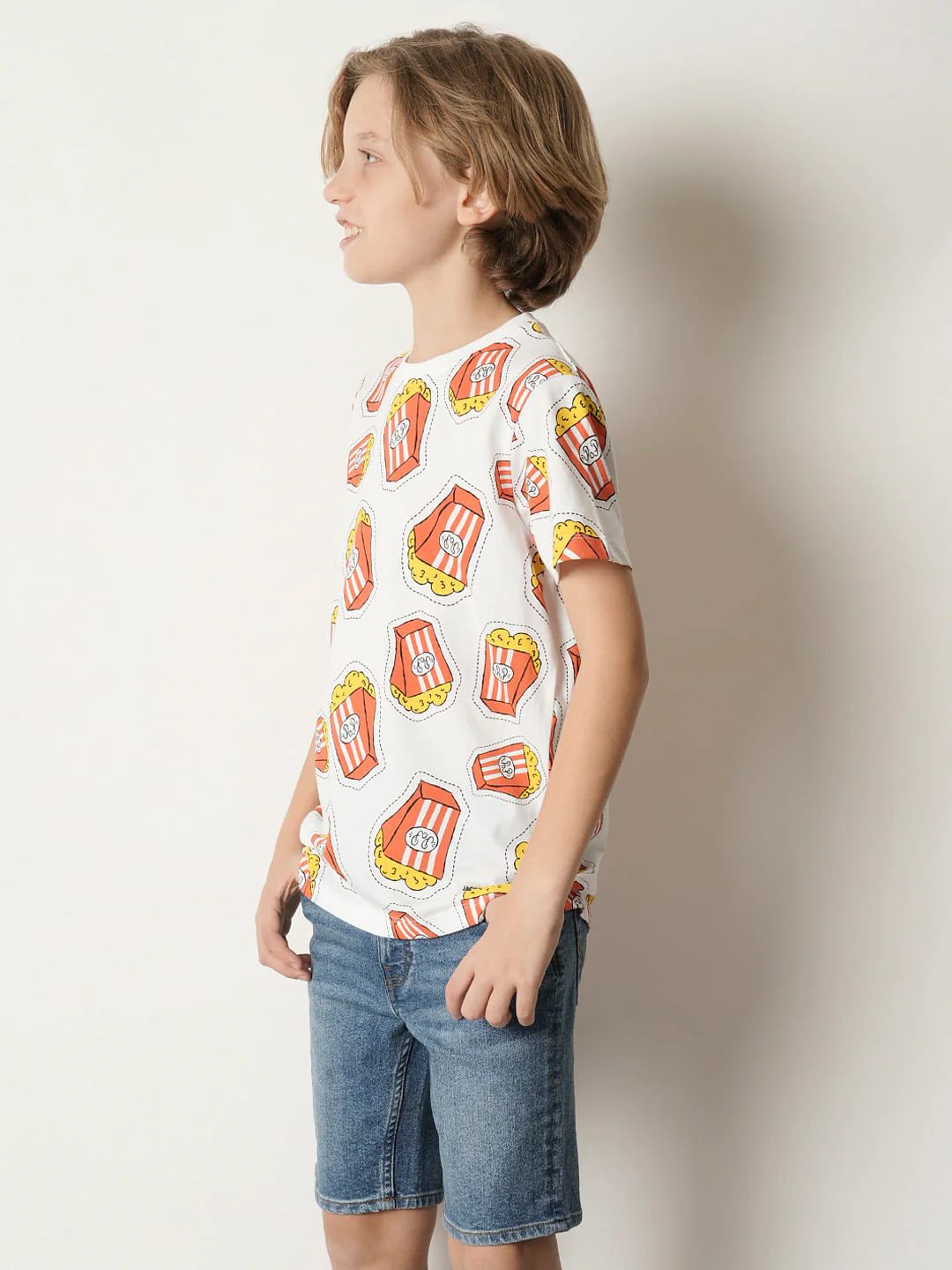 Boys Light Pink Printed Crew Neck T-shirt - Image 3