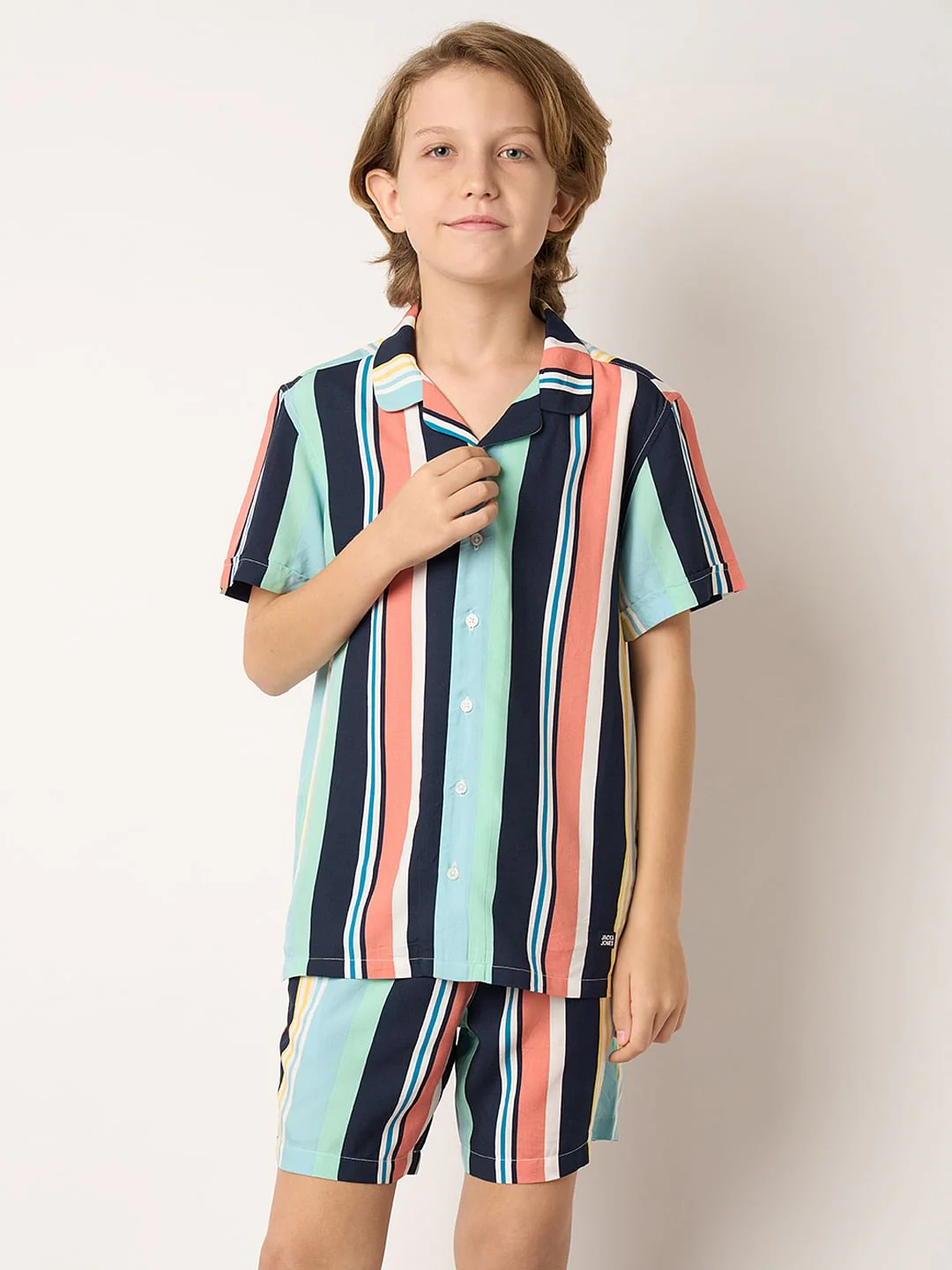 Boys Multi-Colour Striped Co-ord Set Shirt - Image 2