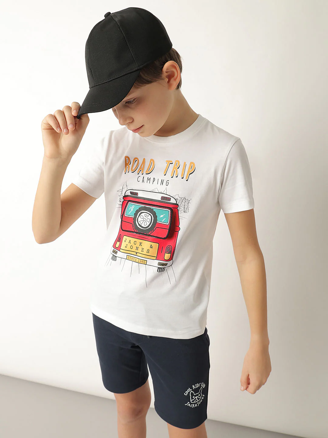 Boys White Road Trip Print T-shirt