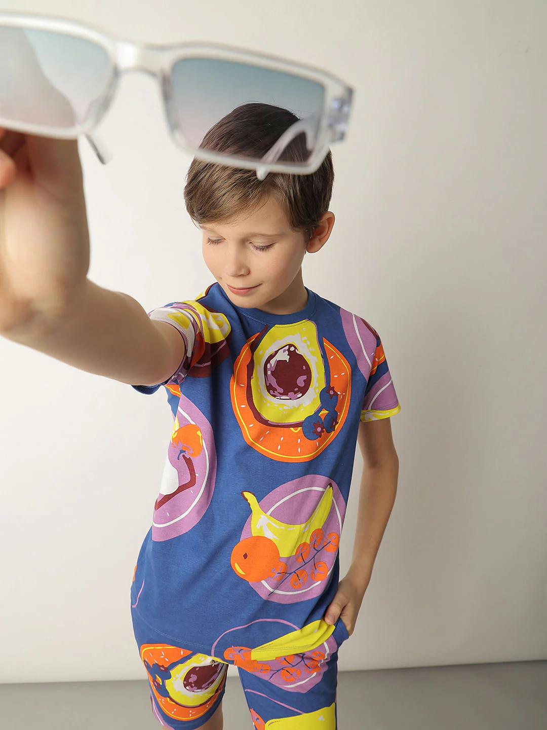 Boys Blue Fruit Print Co-ord Set T-shirt