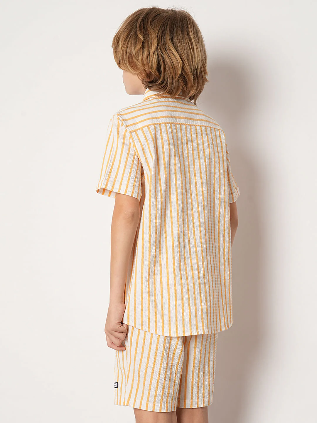 Boys Yellow Striped Co-ord Set Shirt - Image 4