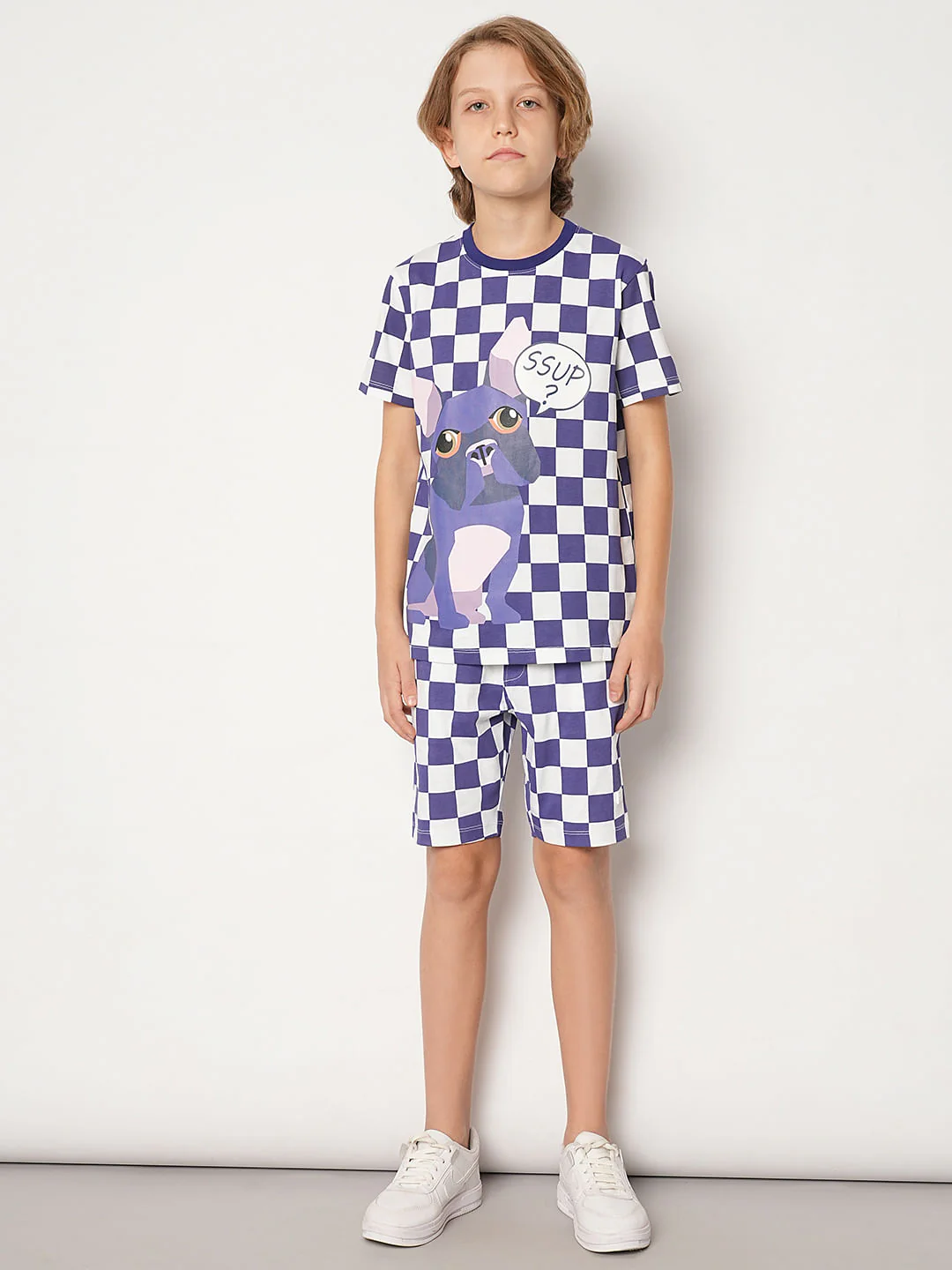 Boys Purple Dog Print Co-ord Set T-shirt - Image 5