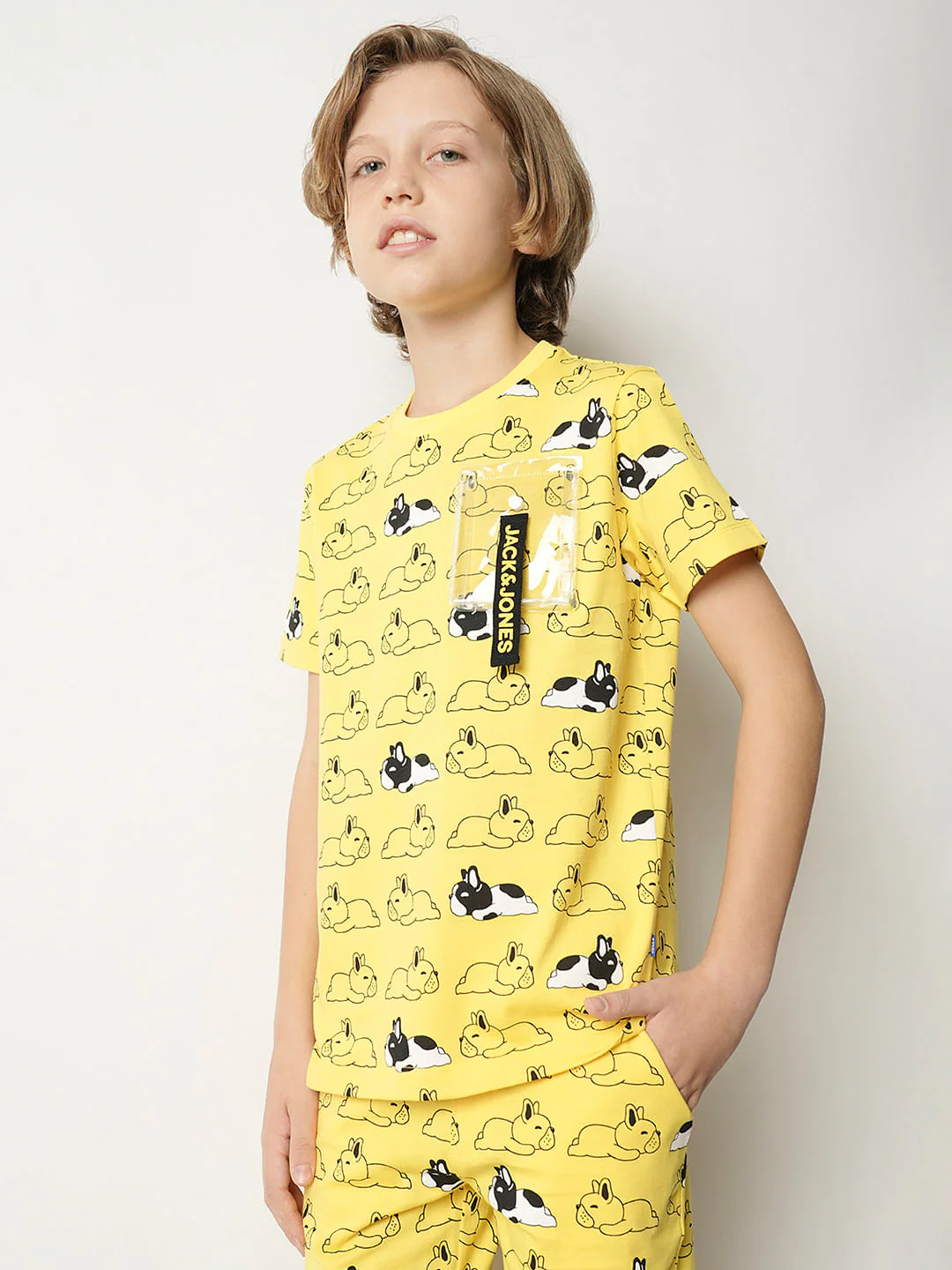 Boys Yellow Sleepy Doggo Co-ord Set T-shirt - Image 3