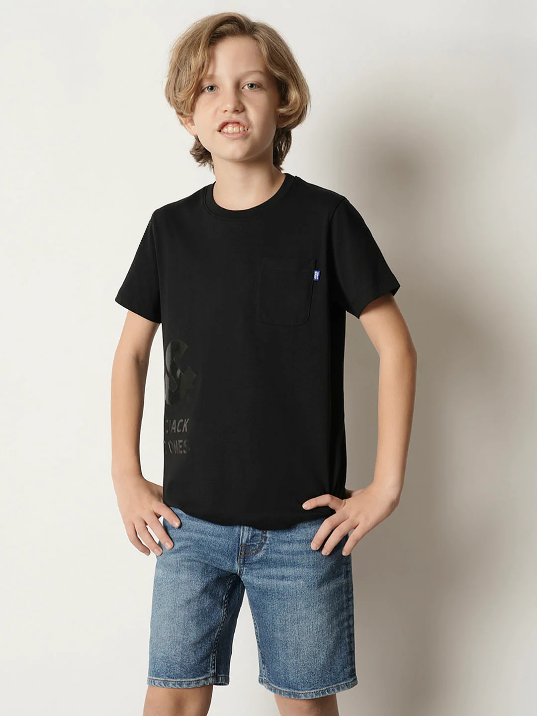 Boys Black Logo Print Crew Neck T-shirt - Image 2