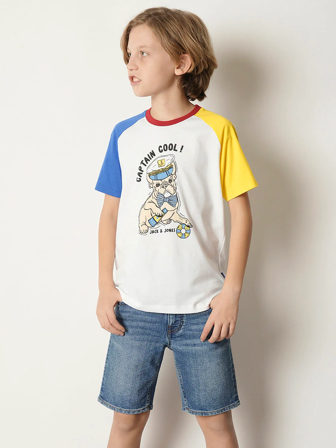 Boys White Colourblocked T-shirt - Image 2