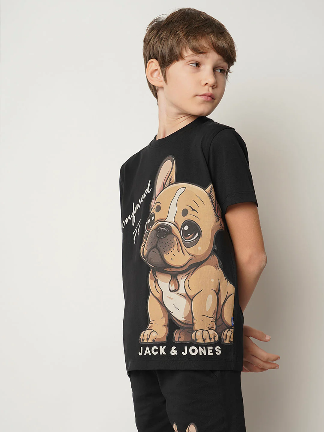 Boys Black Confused Dog T-shirt - Image 3