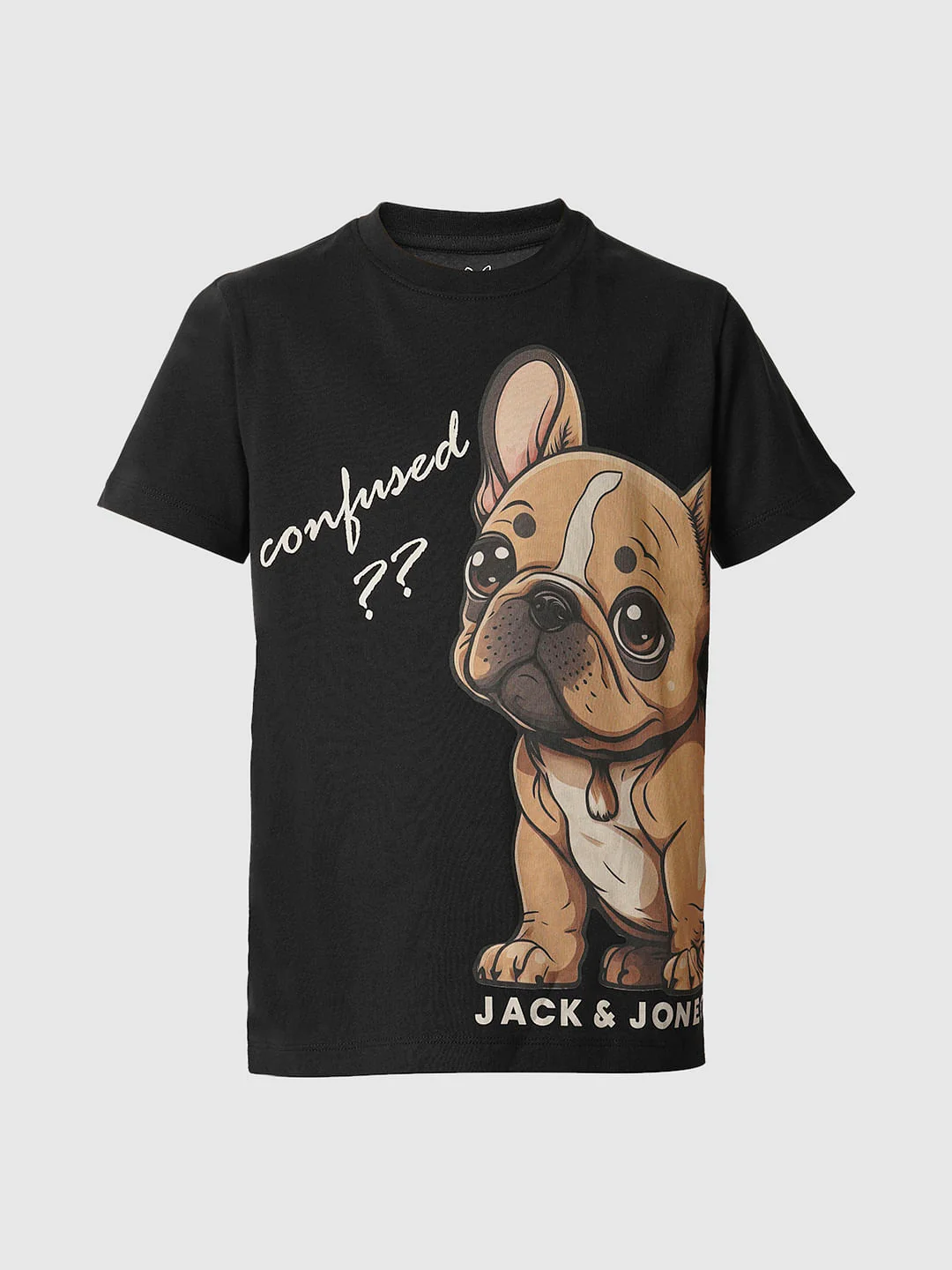 Boys Black Confused Dog T-shirt - Image 7