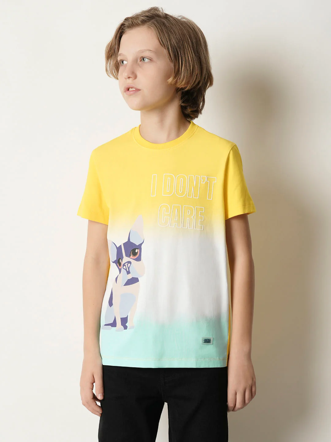 Boys Yellow Ombre Print T-shirt - Image 2