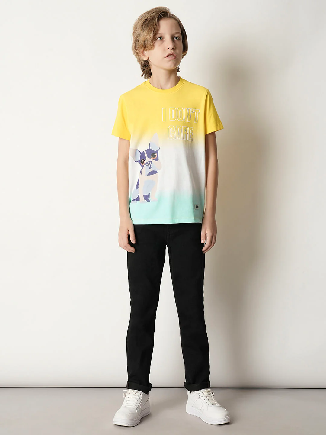 Boys Yellow Ombre Print T-shirt - Image 5