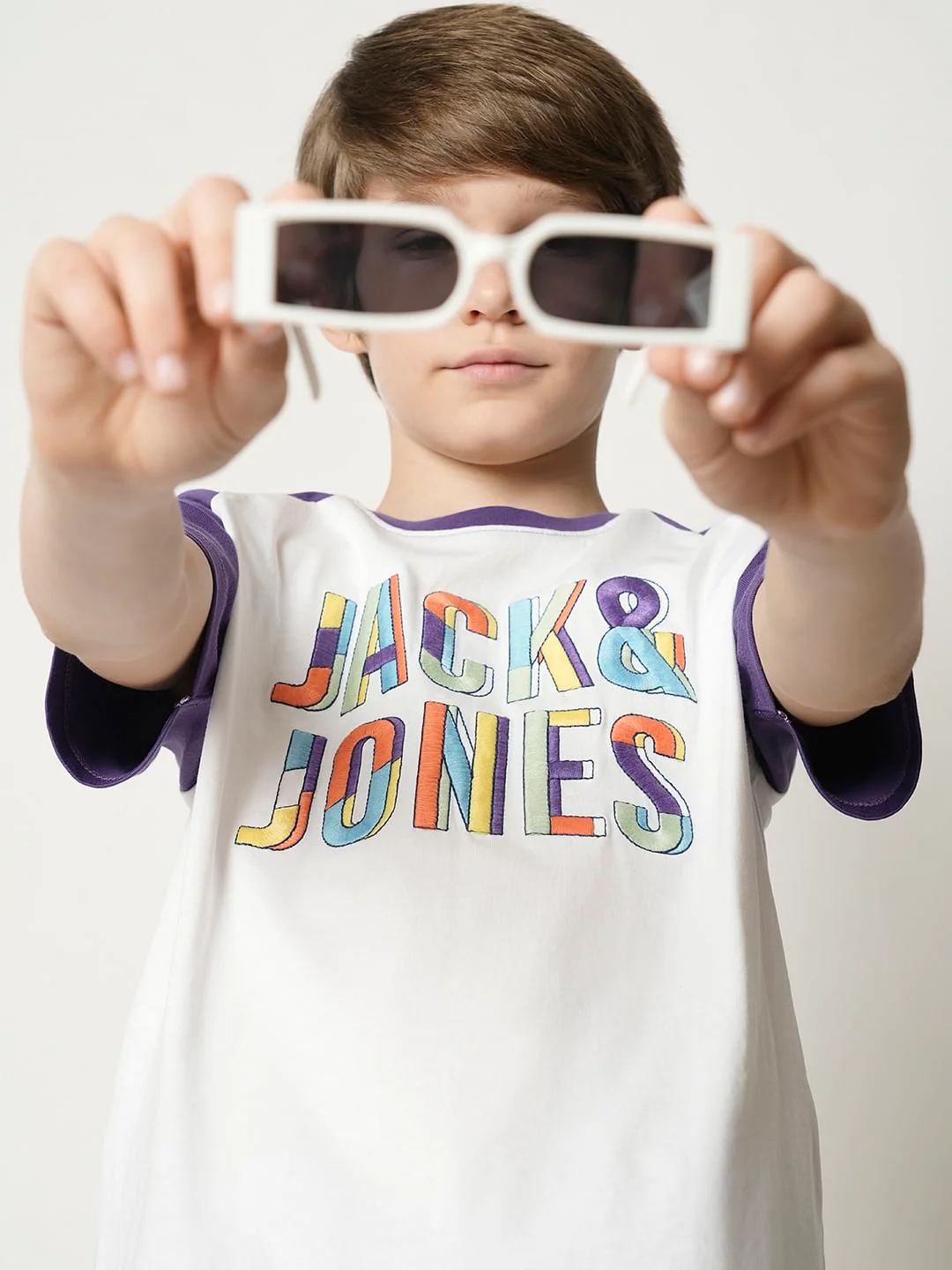 Boys White Colourblocked T-shirt