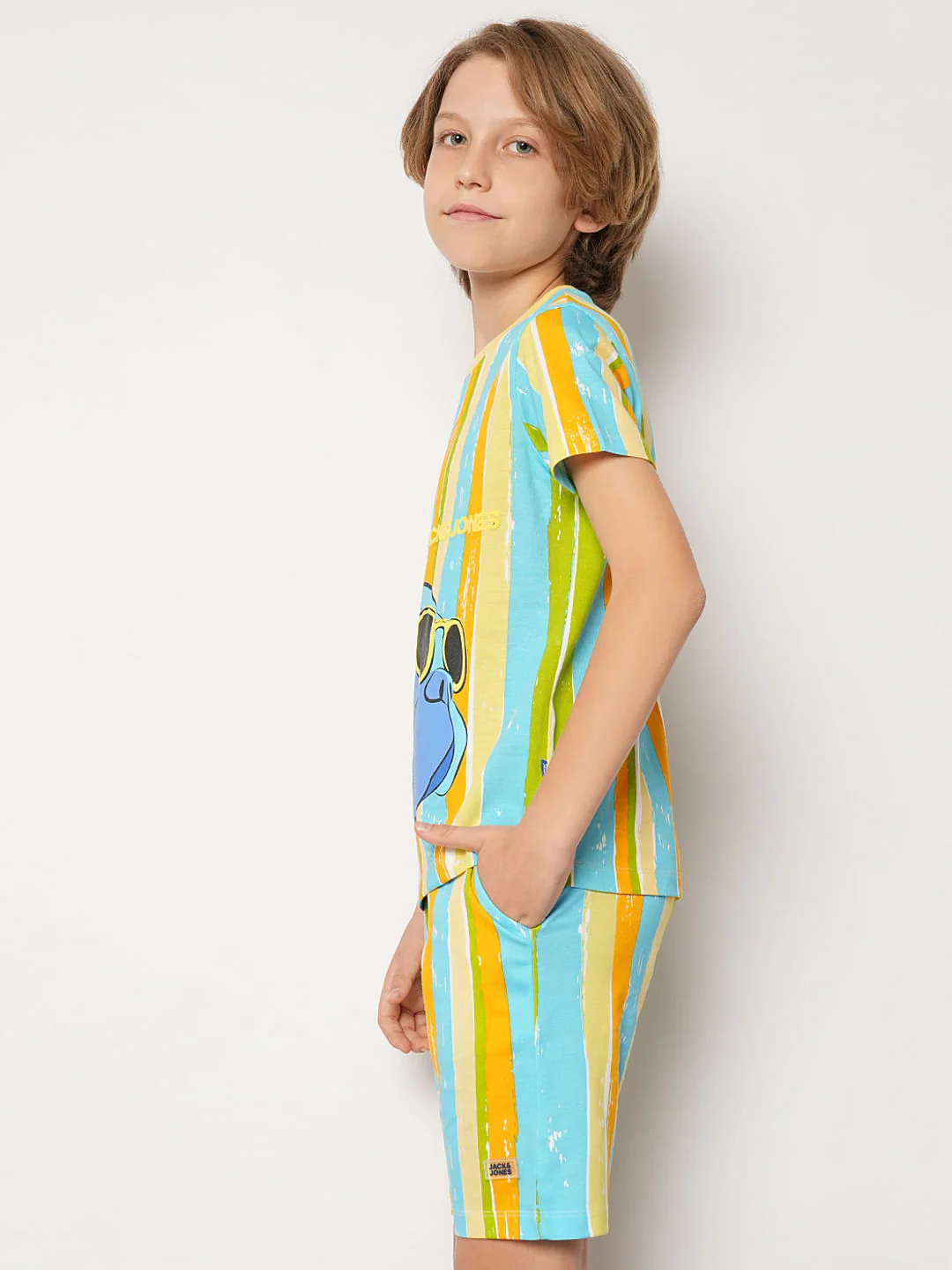 Boys Yellow Striped Knit Co-ord Set T-shirt - Image 3
