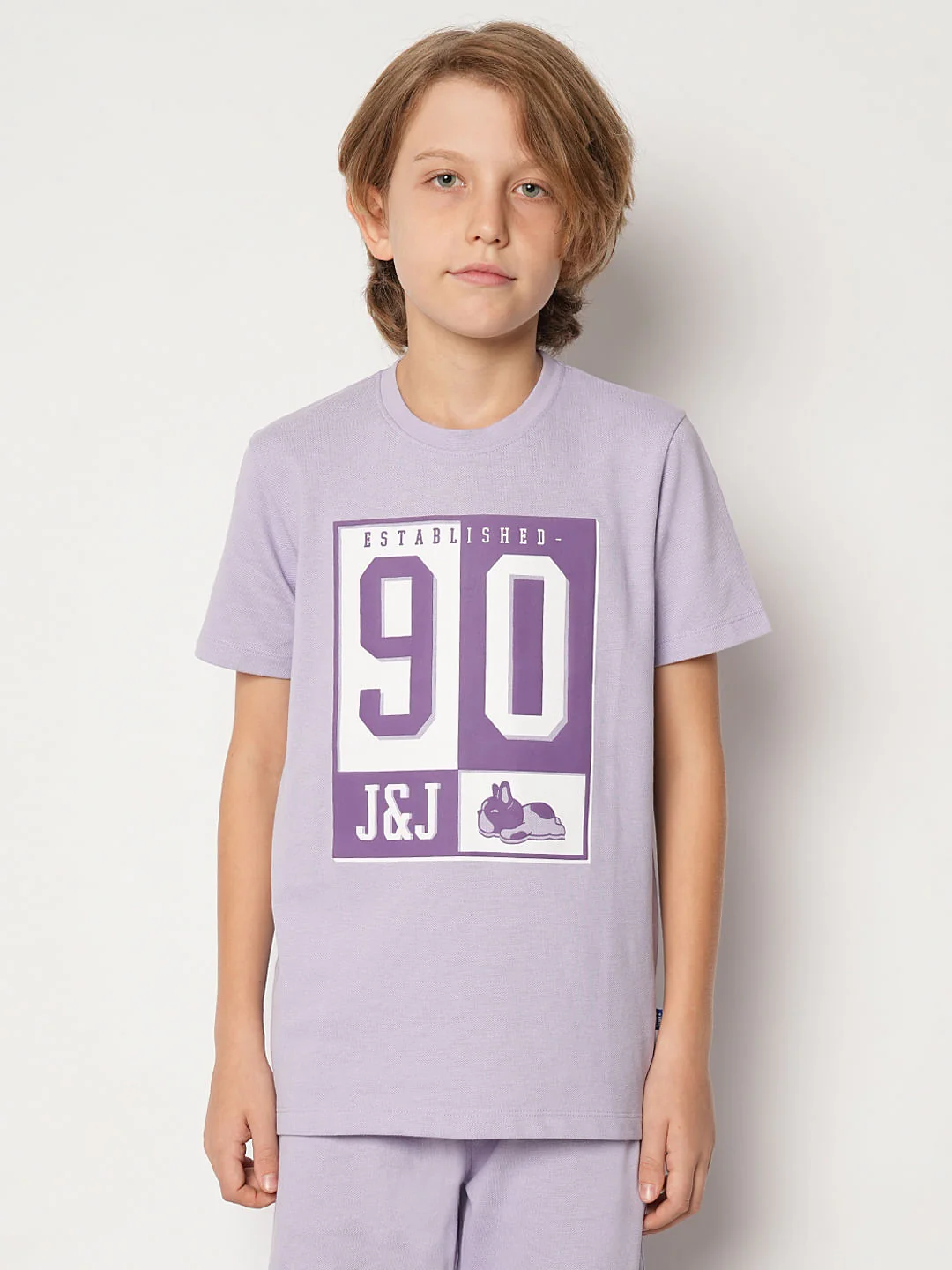 Boys Purple Printed Crew Neck T-shirt - Image 2