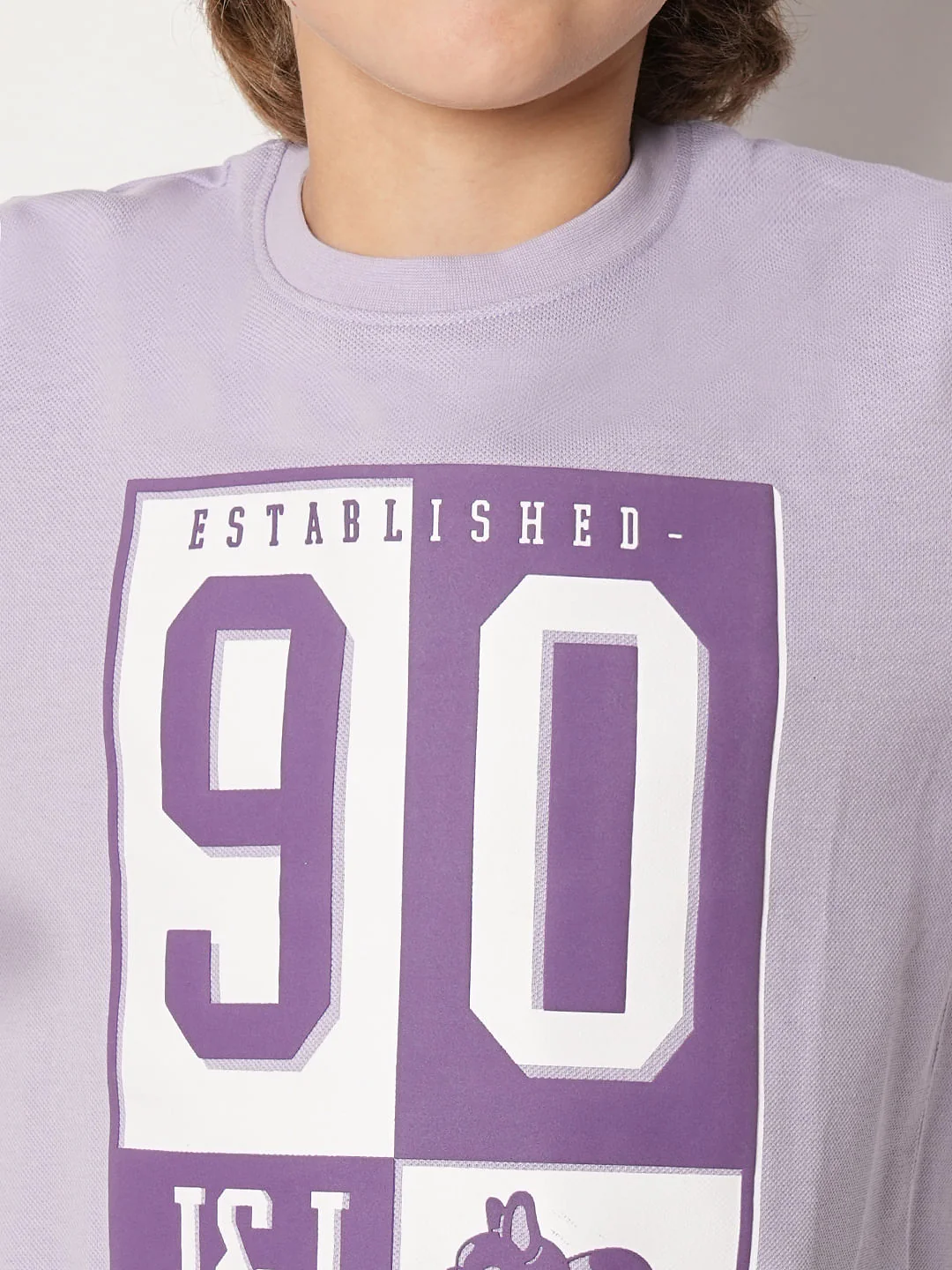 Boys Purple Printed Crew Neck T-shirt - Image 6
