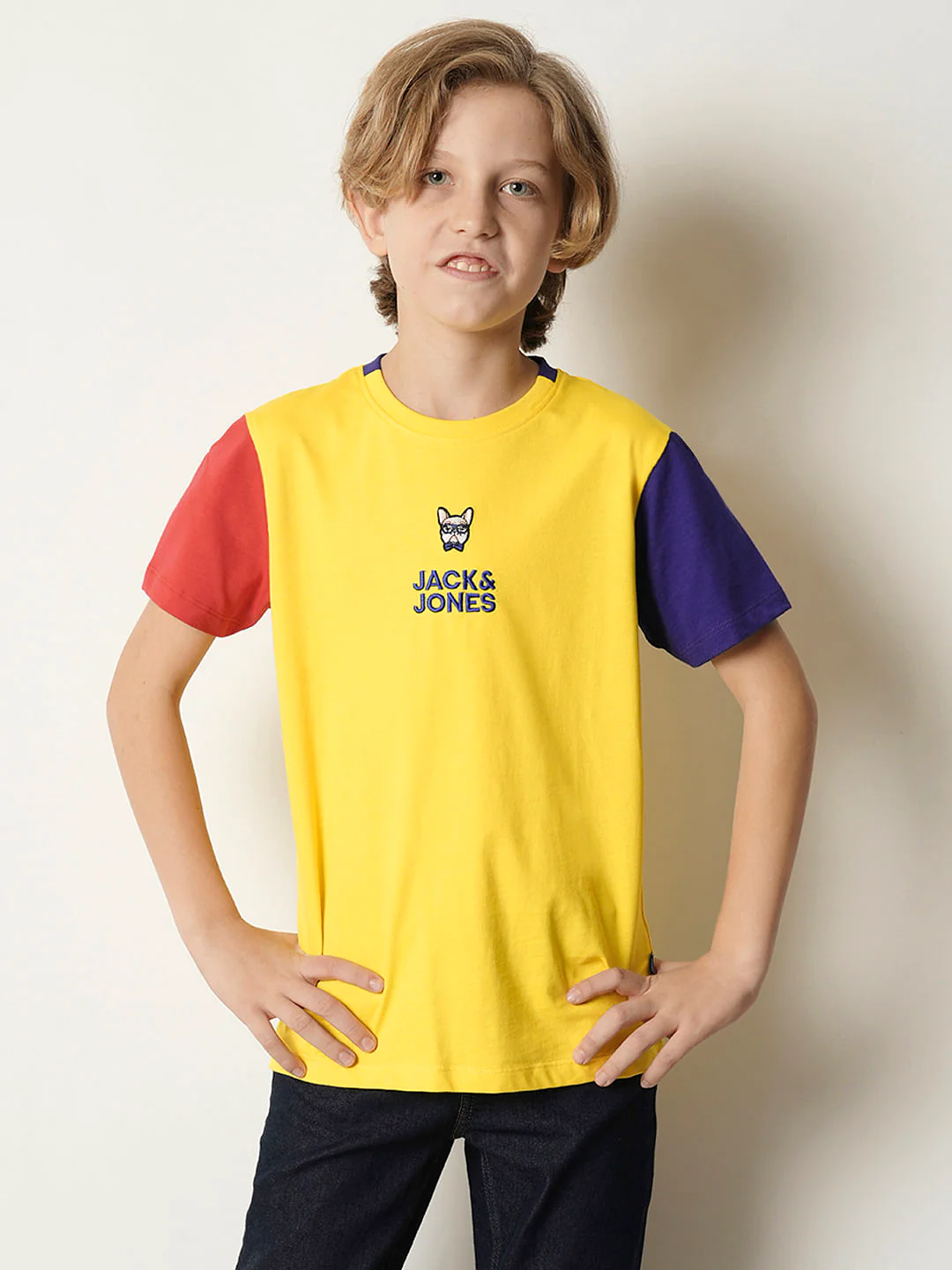 Boys Yellow Colourblocked T-shirt - Image 2