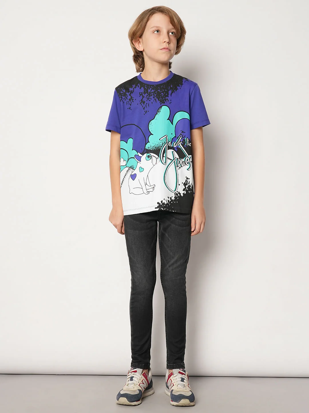 Boys Purple Printed Cotton T-shirt - Image 5