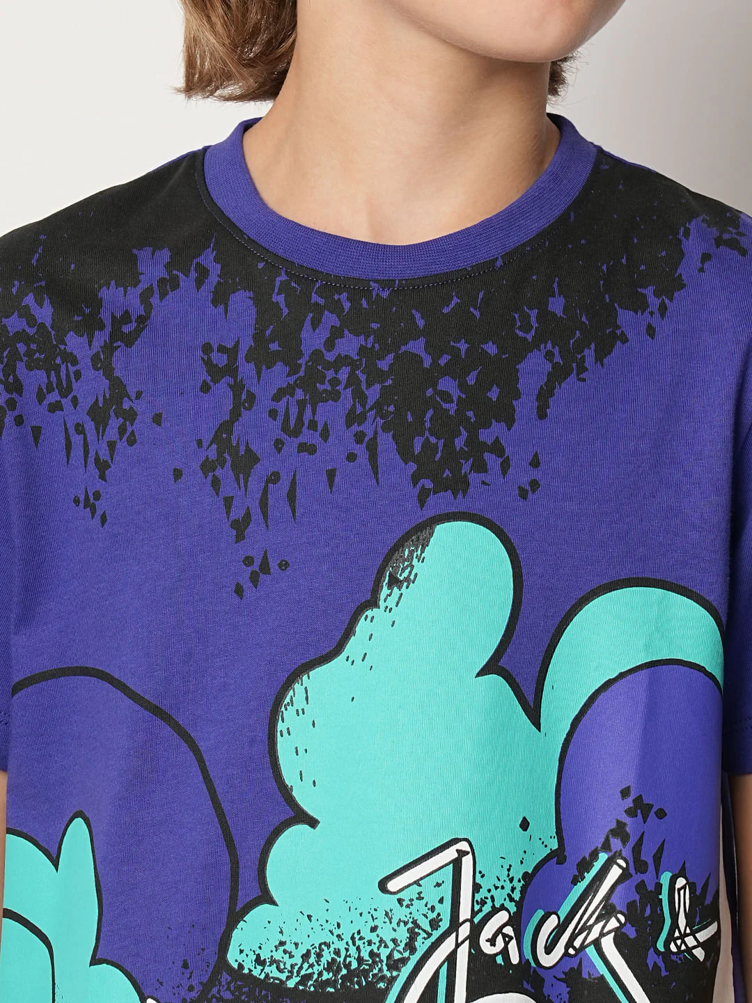 Boys Purple Printed Cotton T-shirt - Image 6