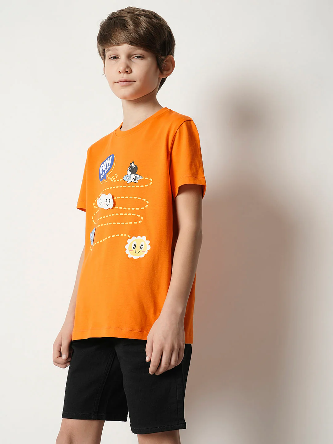 Boys Orange Motif Print T-shirt - Image 3
