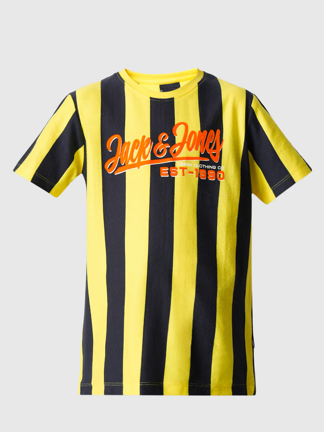 Boys Yellow Striped Crew Neck T-shirt - Image 7