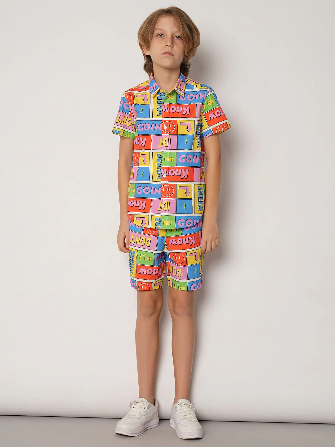 Boys Yellow Printed Co-ord Set Shorts - Image 5