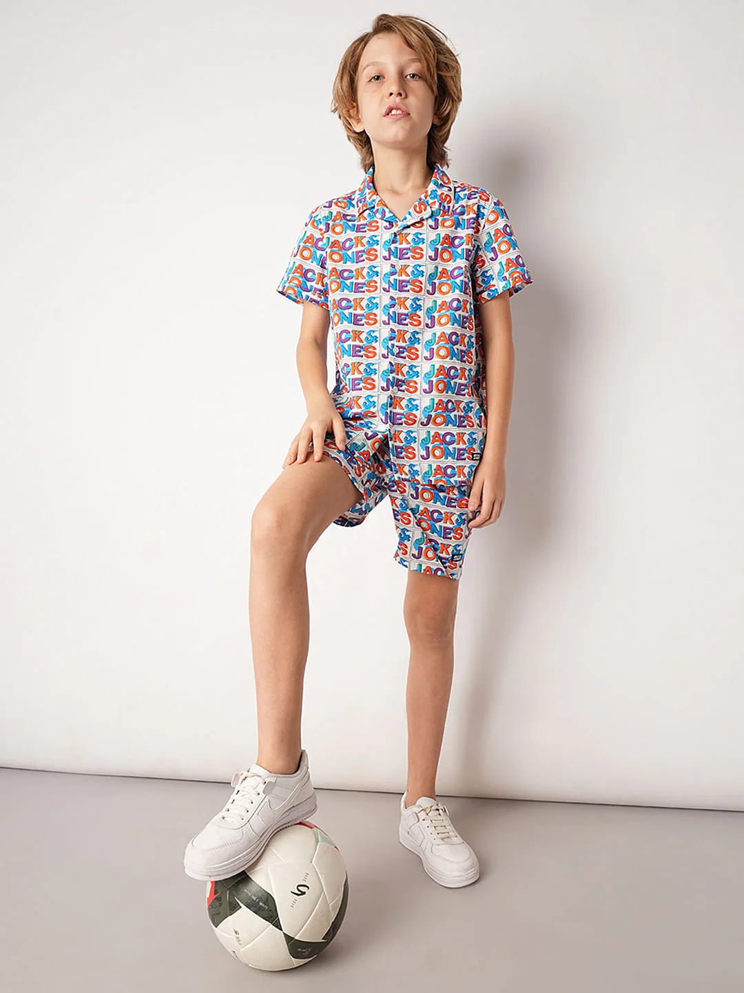 White Logo Print Co-ord Set Shorts