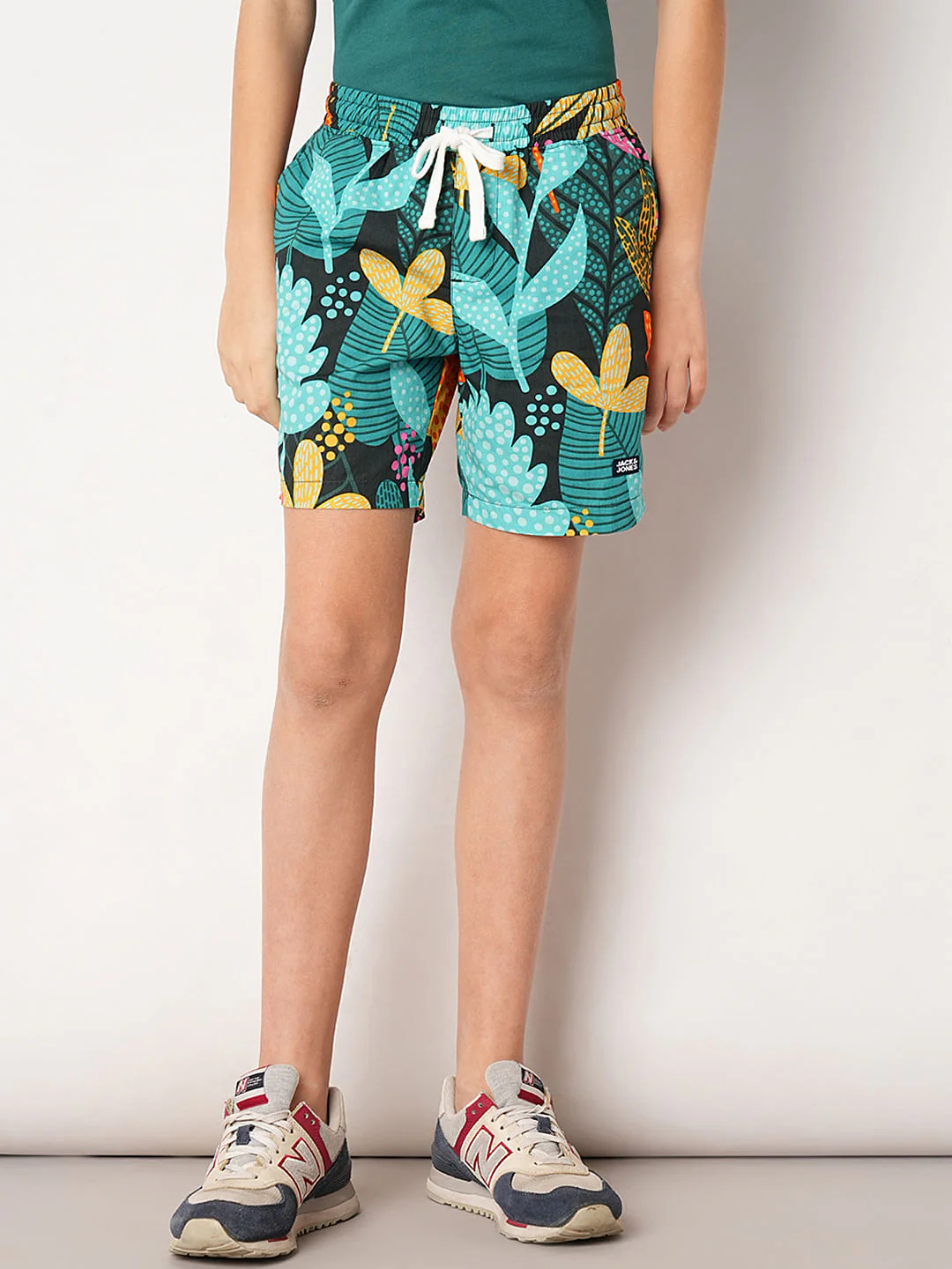Green Tropical Print Shorts - Image 2