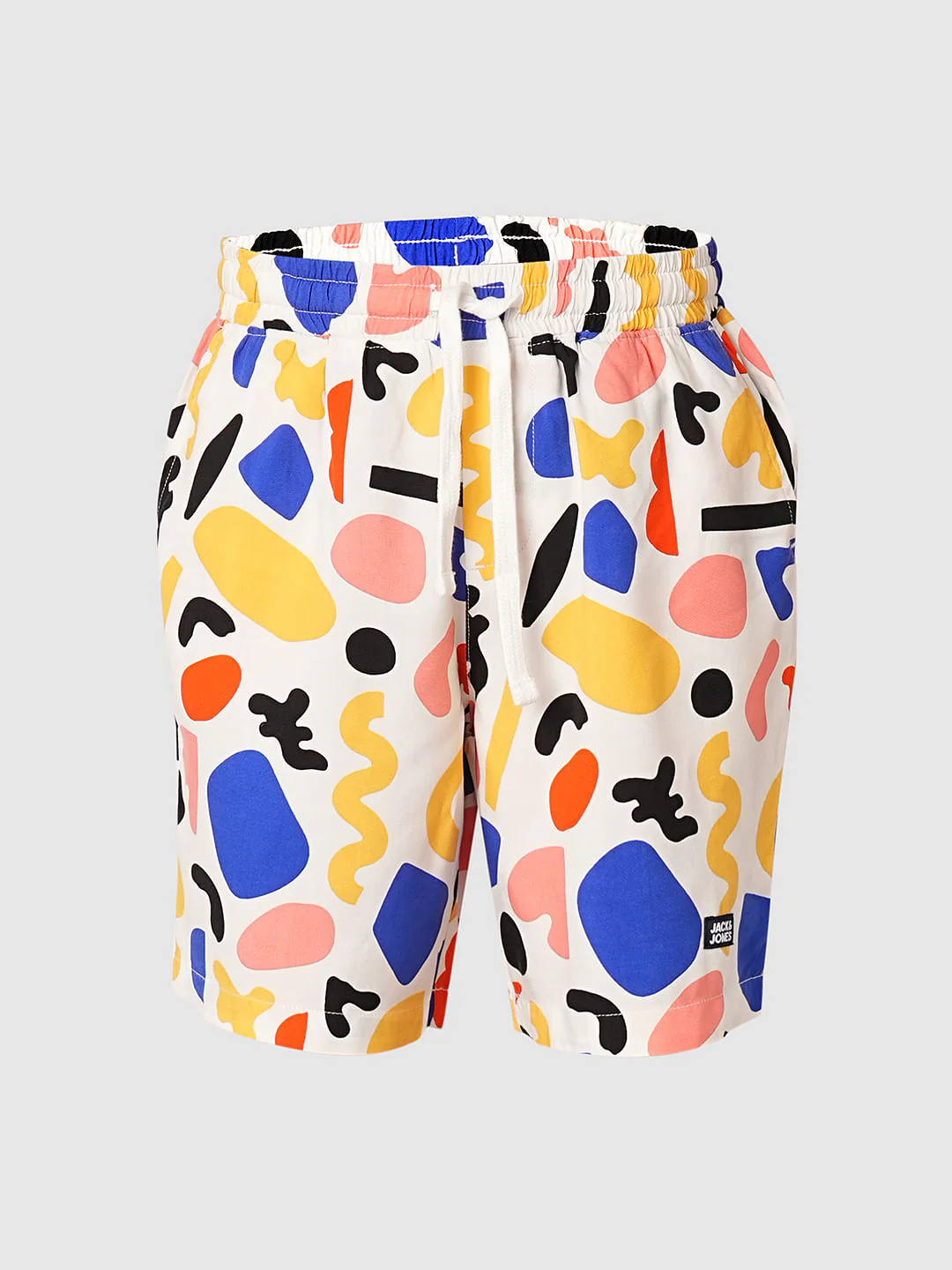 White Abstract Print Shorts - Image 7