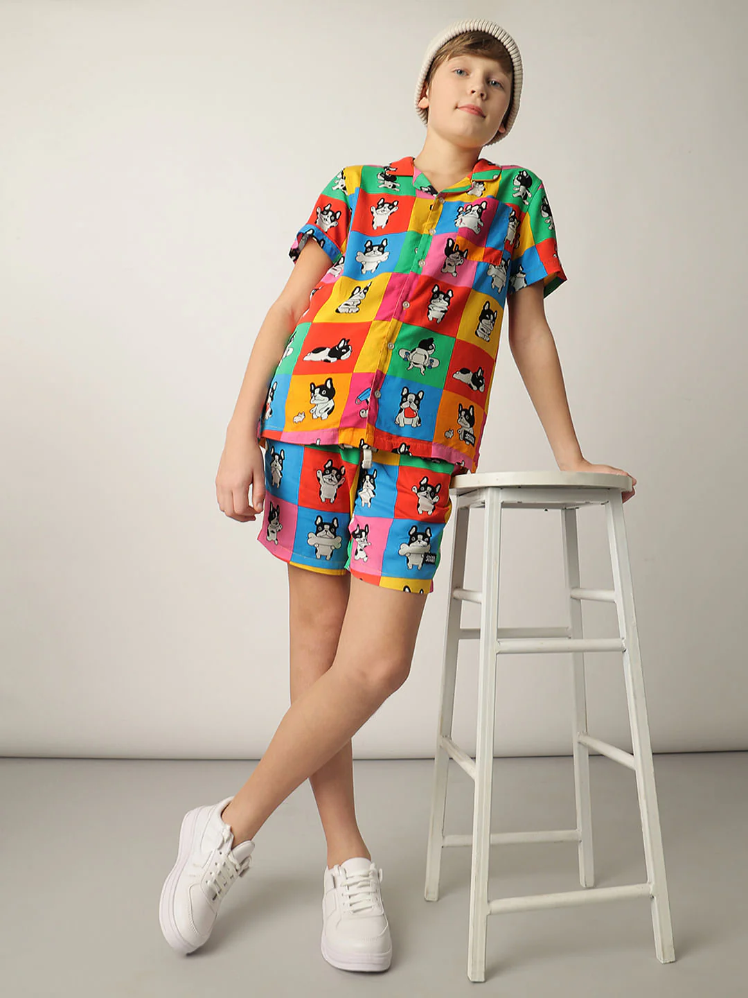 Boys Orange Colourblocked Co-ord Set Shorts